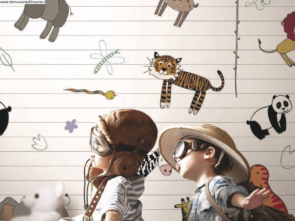 tappezzeria per cameretta con animali 